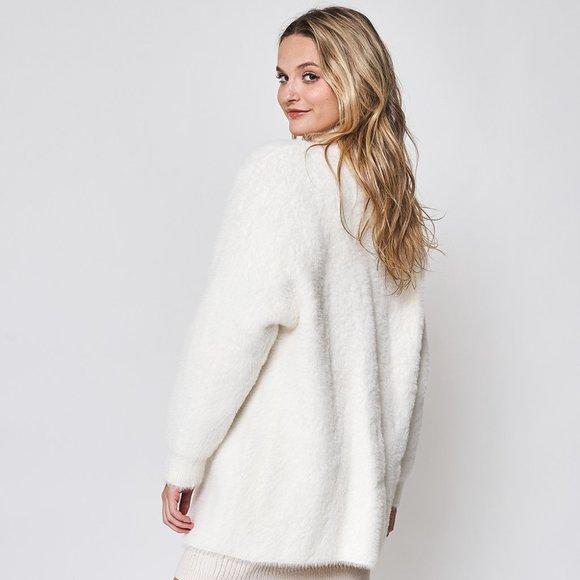 Fuzzy Open Front Knit Cardigan - Picture 2 of 3